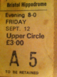 Gary Numan Bristol Hippodrome Upper Circle Ticket